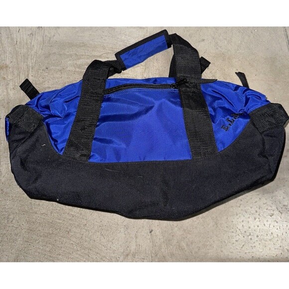 LL Bean Adventure Mens Blue Black Polyester Duffle Bag EUC With Name Alex EUC
